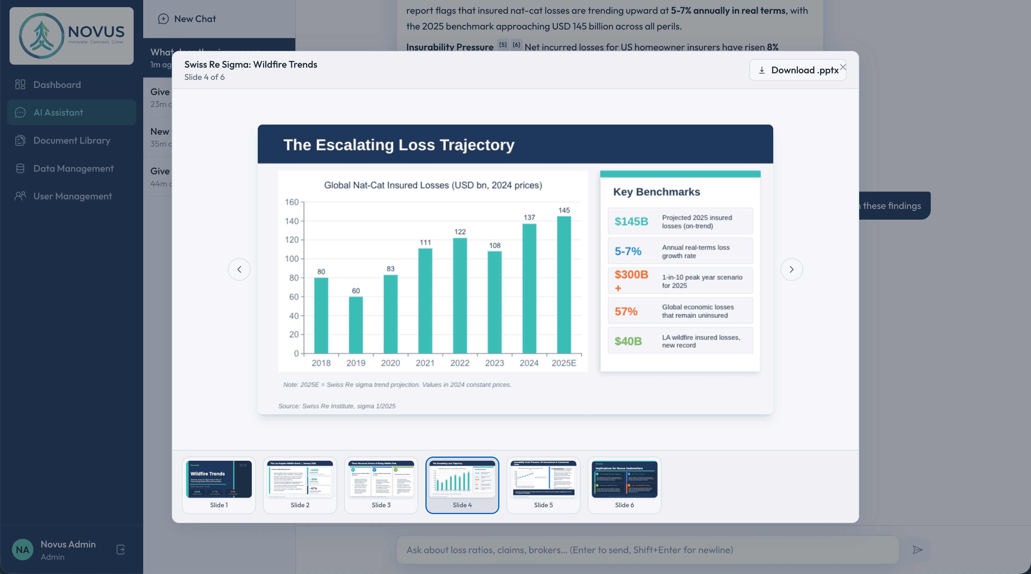 Factory-built presentation application showing generated slide content and editor panels.